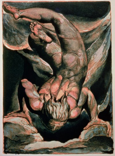 The First Book of Urizen; Man Floating Upside Down by William Blake